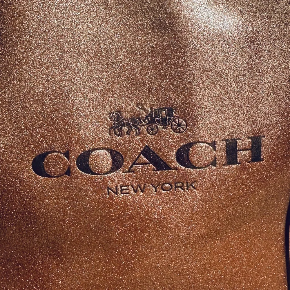 Coach Leather Metallic Glitter Rose Pink Large Tote Bag NWT - Picture 4 of 11